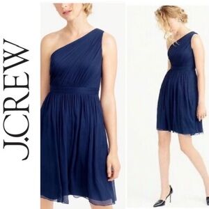 J Crew Kylie Silk Chiffon One Shoulder Cocktail Party Dinner Dress